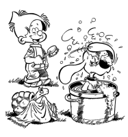 A coloring page of boule et bill